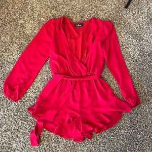 Lulu's Red Long Sleeve Romper